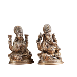 Pure Brass Ganesha Lakshmi Idol Set - 6" Height